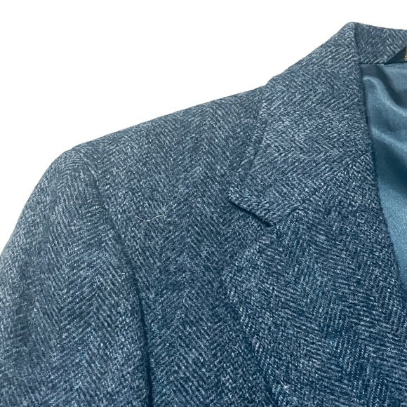 Adams Row by Richman 100% Pure Wool Men’s Blue/Gray Herringbone Blazer Sz 40R - Picture 7 of 11